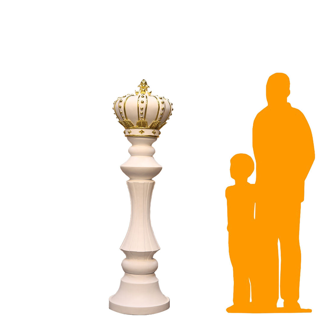 Chess King And Queen Figures With Crowns Isolated On White Stock