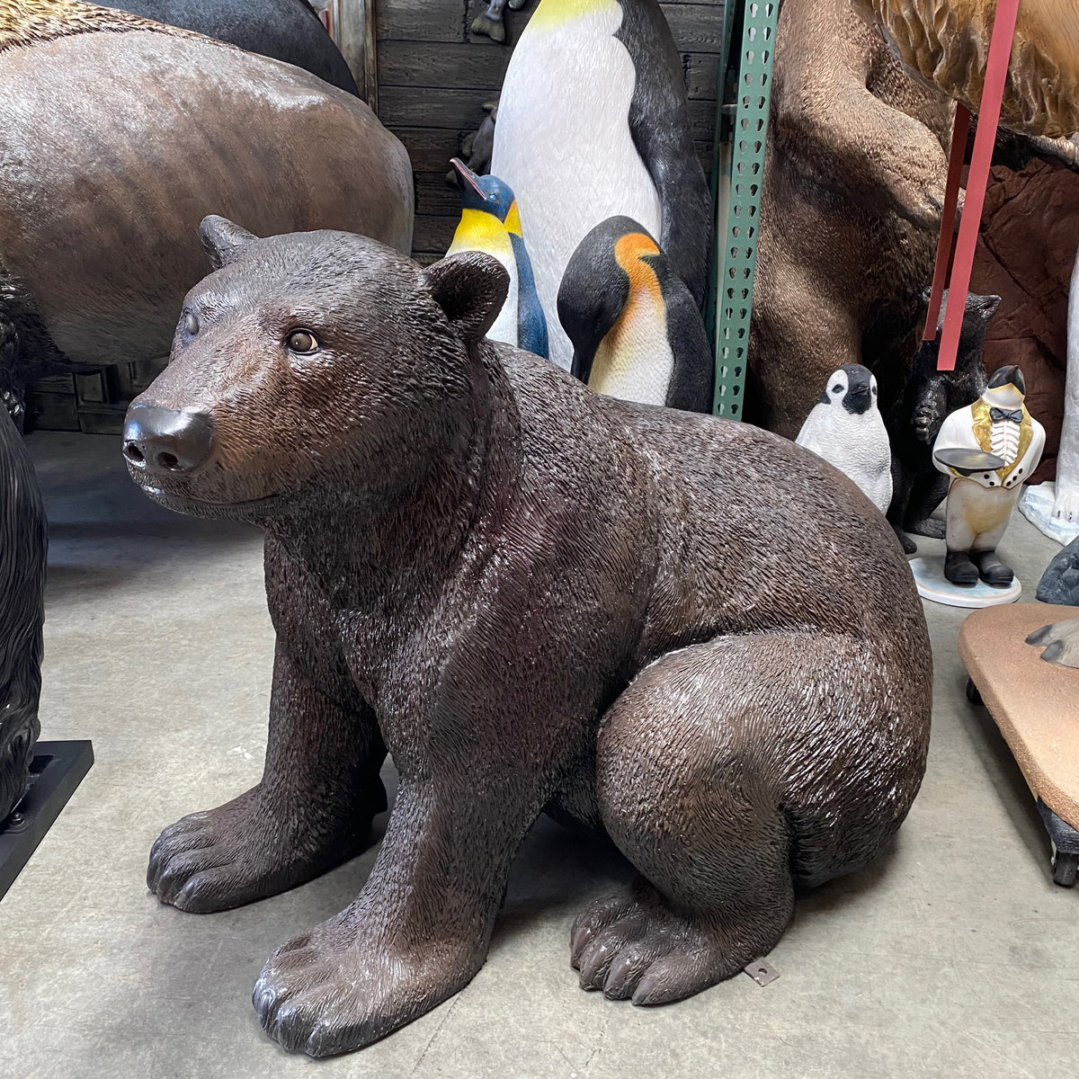 North American Black Bear Sitting Life Size Statue | LM Treasures