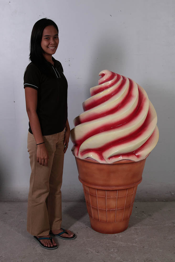 Soft Serve Strawberry Ice Cream Over Sized Statue