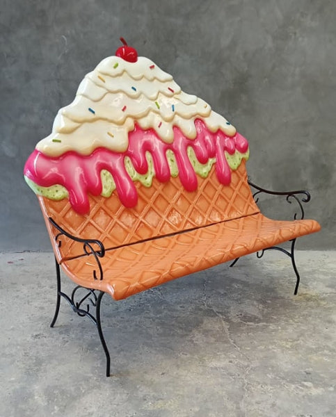 Strawberry Ice Cream Bench Life Size Statue