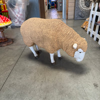 Merino Ewe Sheep Head Down Life Size Statue