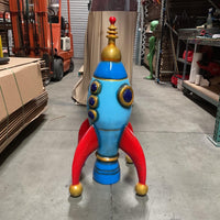 Blue Toy Rocket Over Sized Statue