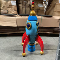 Blue Toy Rocket Over Sized Statue