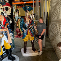 Pirate Skeleton With Monkey Life Size Statue