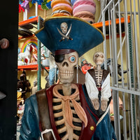 Pirate Skeleton With Monkey Life Size Statue