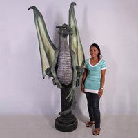 Green Dragon On Post Life Size Statue