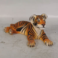 Laying Bengal Tiger Cub Life Size Statue