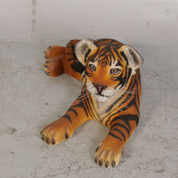 Laying Bengal Tiger Cub Life Size Statue