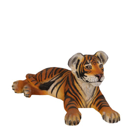 Laying Bengal Tiger Cub Life Size Statue