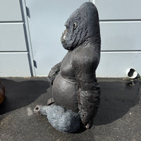 Small Silver Back Gorilla Sitting Life Size Statue