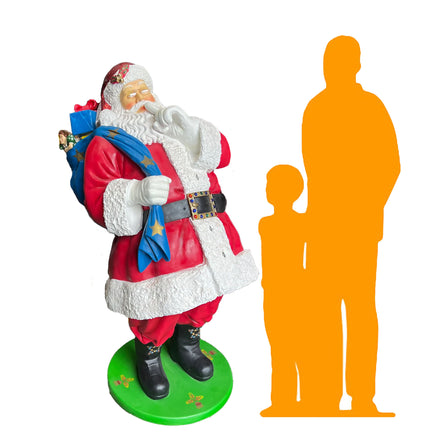 Santa Claus With Sack Life Size Christmas Statue - LM Treasures 