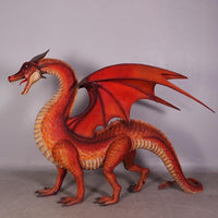 Large Red Dragon Standing Life Size Statue