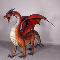 Large Red Dragon Standing Life Size Statue