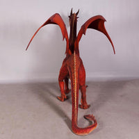 Large Red Dragon Standing Life Size Statue