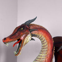 Large Red Dragon Standing Life Size Statue