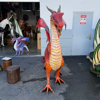 Large Red Dragon Standing Life Size Statue