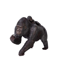 Silver Back Gorilla With Baby Life Size Statue