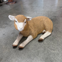 Laying Baby Merino Lamb Life Size Statue