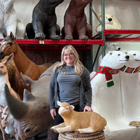 Laying Baby Merino Lamb Life Size Statue