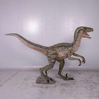 Green Velociraptor Dinosaur Life Size Statue