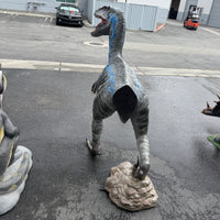 Blue Velociraptor Dinosaur Life Size Statue