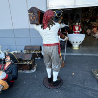 Pirate Captain With Chest Life Size Statue