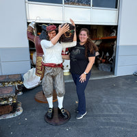 Pirate Captain With Chest Life Size Statue