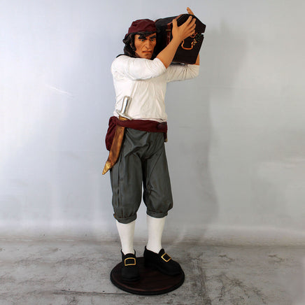 Pirate Captain With Chest Life Size Statue - LM Treasures 