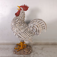 Large White Rooster Life Size Statue