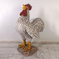 Large White Rooster Life Size Statue