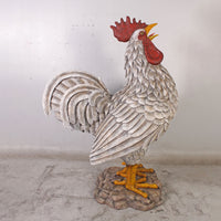 Large White Rooster Life Size Statue