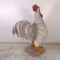 Large White Rooster Life Size Statue