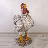 Large White Rooster Life Size Statue