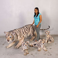 Laying Siberian Tiger Cub Life Size Statue