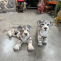 Laying Siberian Tiger Cub Life Size Statue