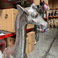 Silver Baby Giraffe Life Size Statue