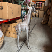 Silver Baby Giraffe Life Size Statue