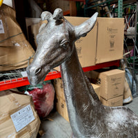 Silver Baby Giraffe Life Size Statue