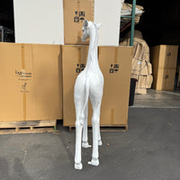 White Baby Giraffe Life Size Statue