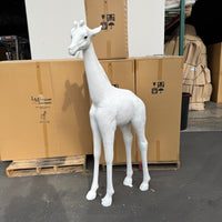 White Baby Giraffe Life Size Statue