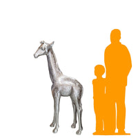 Silver Baby Giraffe Life Size Statue