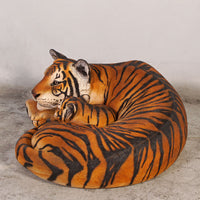 Bengal Tiger With Cub Life Size Statue