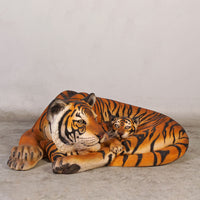 Bengal Tiger With Cub Life Size Statue