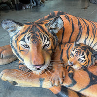 Bengal Tiger With Cub Life Size Statue