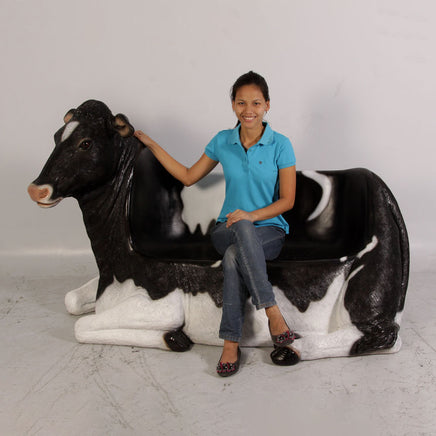 Holstein Cow Bench Life Size Statue - LM Treasures 