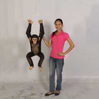 Monkey Chimpanzee Hanging On Rope Life Size Statue