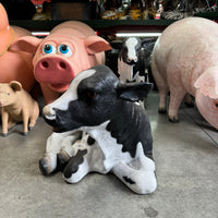 New Born Holstein Calf Laying Life Size Statue - LM Treasures 