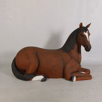 Brown Horse Resting Life Size Statue