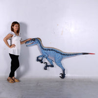 Blue Deinonychus Dinosaur Wall Decor Life Size Statue