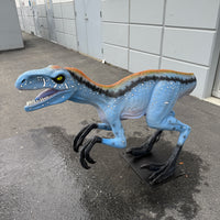 Blue Deinonychus Dinosaur Life Size Statue